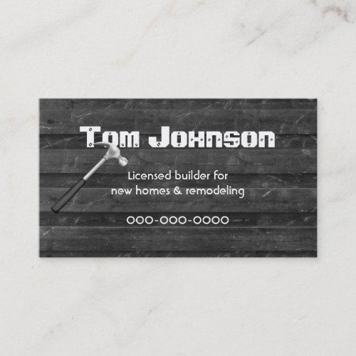 black wood construction background business card