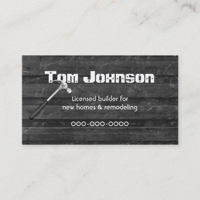 black wood construction background business card (Front)