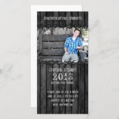 Black Wood Country Graduation Photo Announcement (Front/Back)