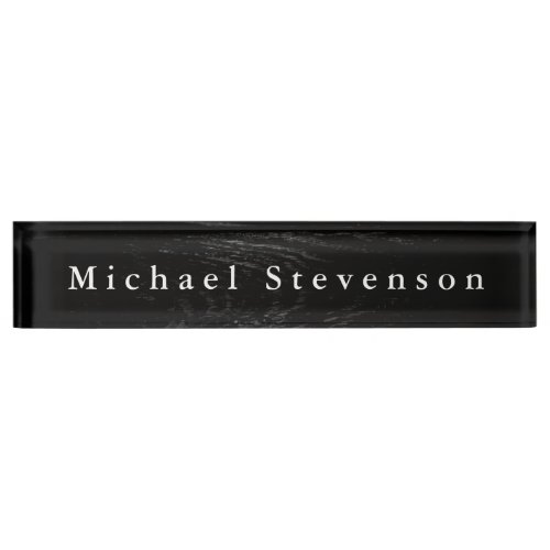 Black Wood Effect Elegant Modern Desk Nameplate