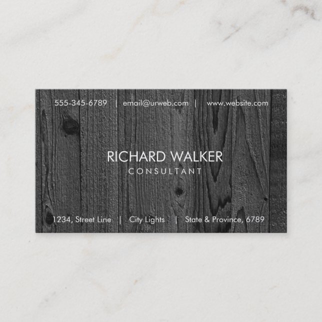 Black Wood Elegant Modern Professional Dark Business Card (Front)