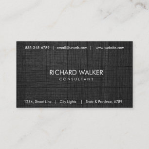 Black Wood Elegant Modern Professional White Business Card