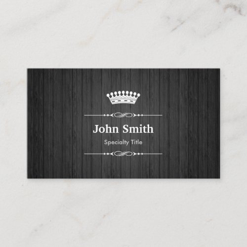 Black Wood Grain Royal Crown Double Sided Business Card Template