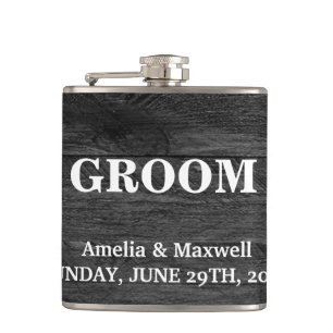 Black Wood Groomsman Flask