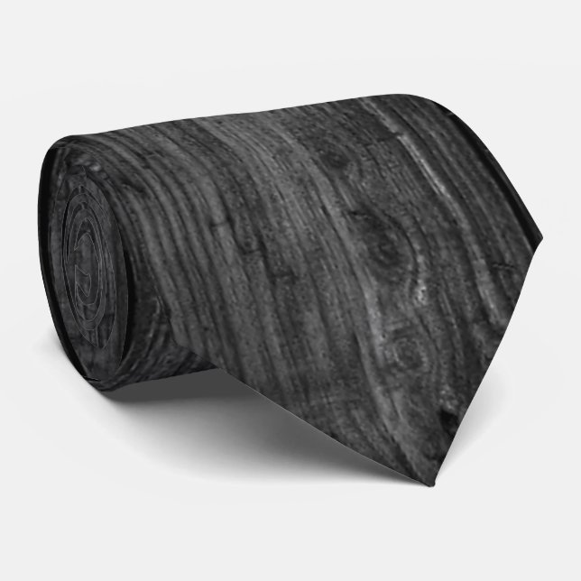 Black Wood Neck Tie (Rolled)