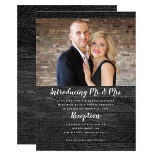 Black Wood Newlyweds Photo Announcement