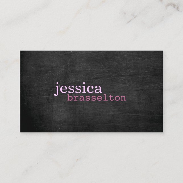 Black Wood Pink Typography Business Card (Front)