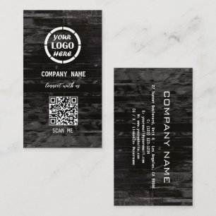 Black Wood Professional Design Modern QR Code Business Card
