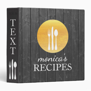 Black Wood Recipe Cooking Vintage Personalized 3 Ring Binder