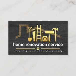 Black Wood Roof Handyman Tools Business Card