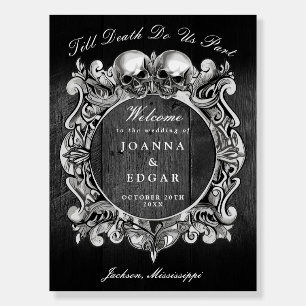 Black Wood Skulls Gothic Wedding Welcome Sign