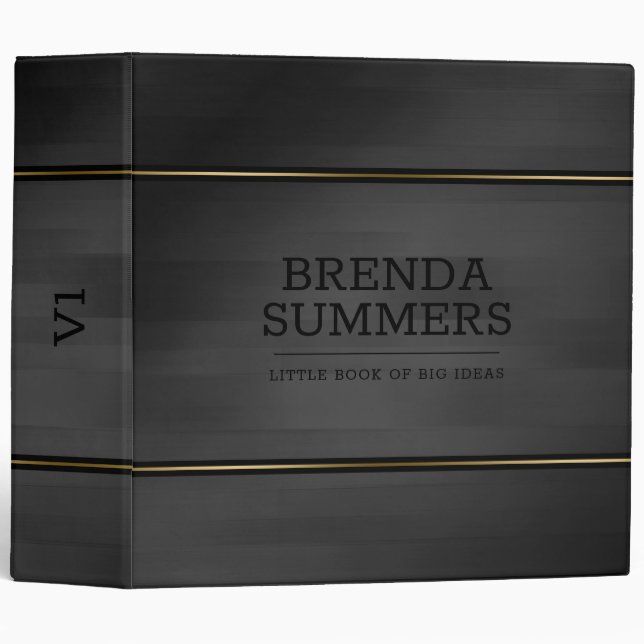 Black wood stripes gold accent 3 ring binder (Front/Spine)