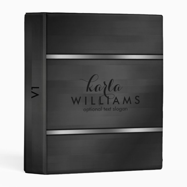Black Wood Stripes Monochromatic Design Mini Binder (Front/Spine)