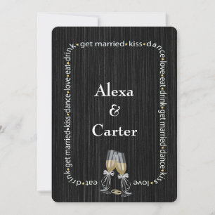 Black Wood Wedding Invitation