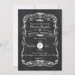 Black Wood White Vintage BRIDAL SHOWER Invitation