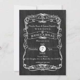 Black Wood & White Vintage REHEARSAL Invitations