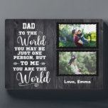 Black Wooden Custom Picture Dad You Are the World Plaque<br><div class="desc">DAD to the world you may be just one person but to me,  you are the world,  Personalized Dad 2 Picture Frame</div>
