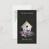 BLACK WOODEN FLORAL BIRD HOUSE THANK YOU REALTOR BUSINESS CARD (Front/Back)