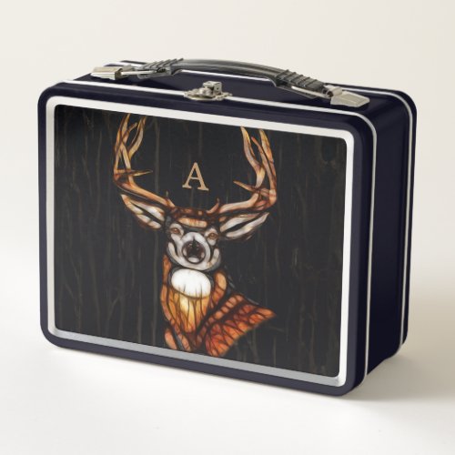 Black Wooden Wood Deer Rustic Country Personalized Metal Lunch Box