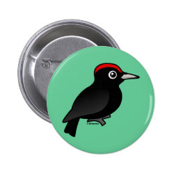Black Woodpecker Round Button