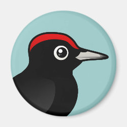Black Woodpecker Round Magnet