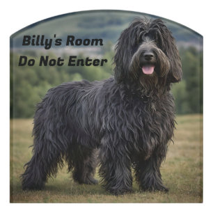 Black Woolly Bergamasco Sheepdog, Door Sign