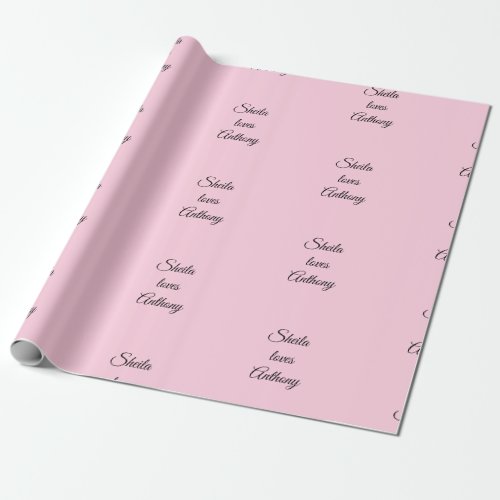 Black Words of Love on Pink Wrapping Paper