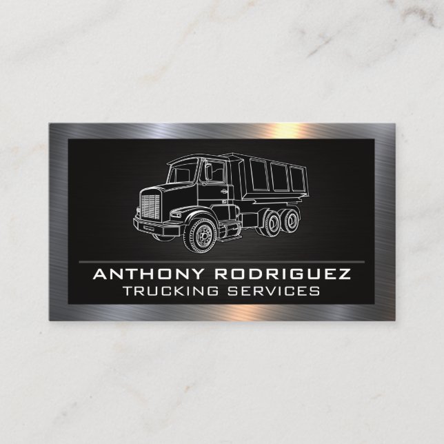 Black Work Truck | Metallic Border Business Card (Front)