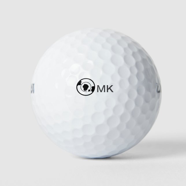Black world globe add name monogram travel details golf balls (Front)