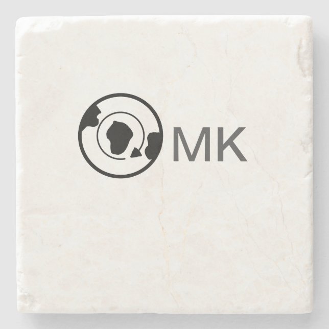 Black world globe add name monogram travel details stone coaster (Front)