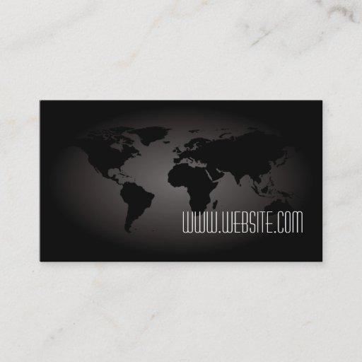 Customizable Black World Map Atlas Professional Business Card