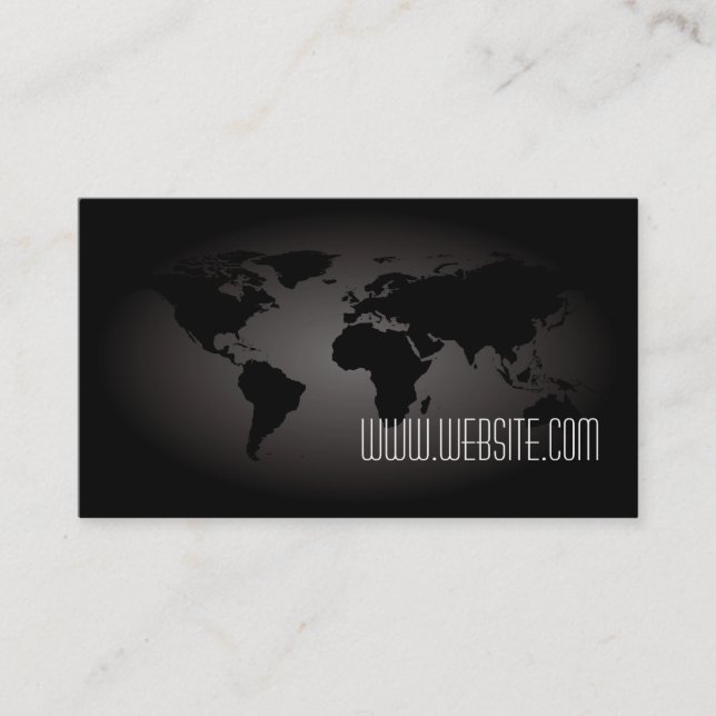 Black World Map Atlas Professional Business Card (Front)