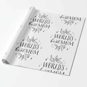 black worlds best mom mothers day wrapping paper