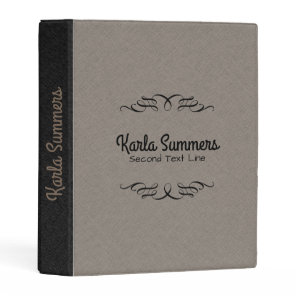 Black & Worm Gray Linen Texture Print Mini Binder