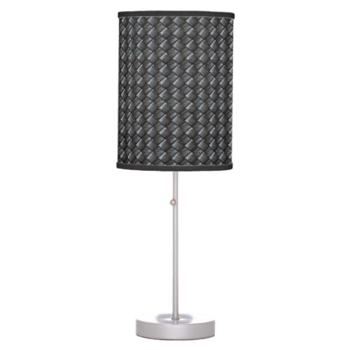 Black Woven Faux Leather Pattern Table Lamp