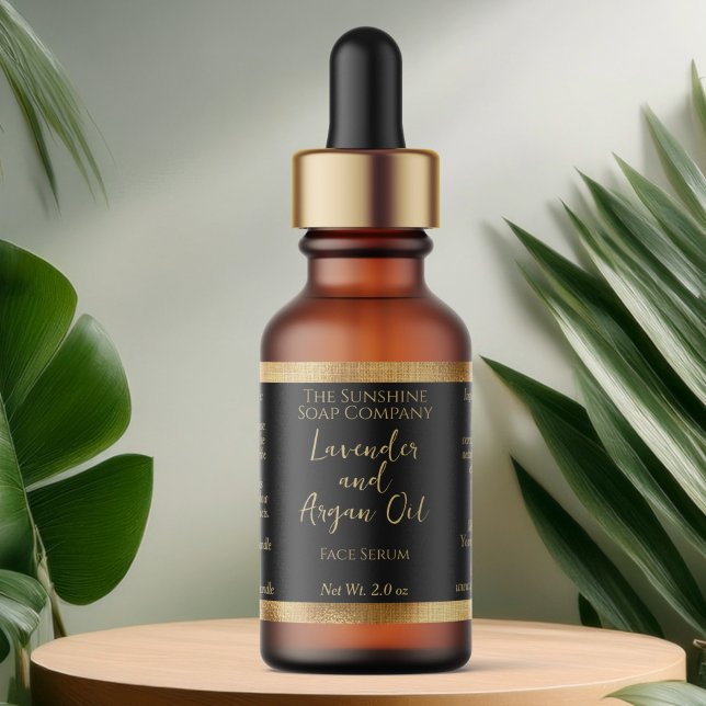 Black & Woven Gold Cosmetics Dropper Bottle Label (Creator Uploaded)