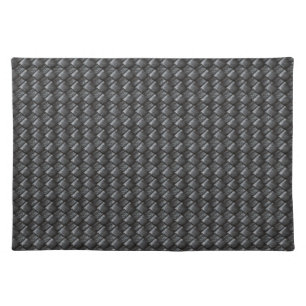 Black Woven Leather Pattern Cloth Placemat
