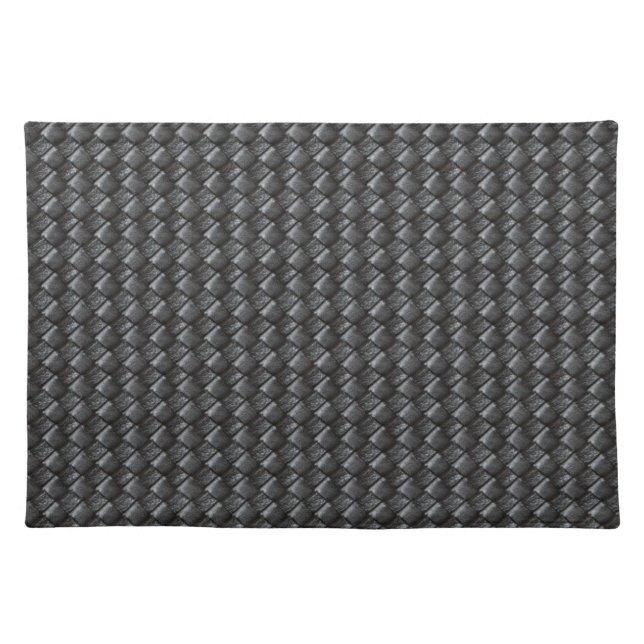 Black Woven Leather Pattern Cloth Placemat (Front)