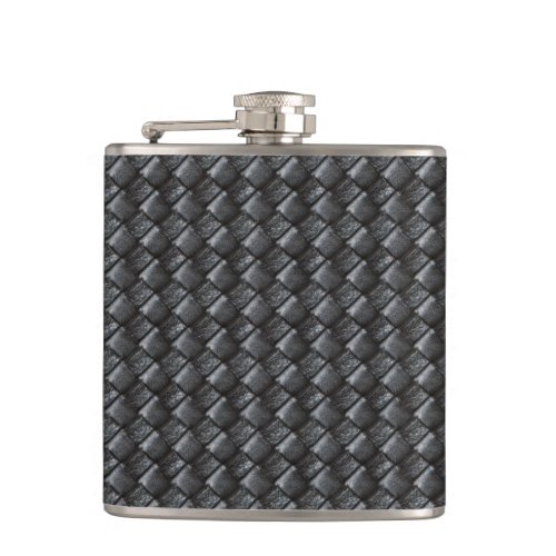 Black Woven Leather Pattern Flask