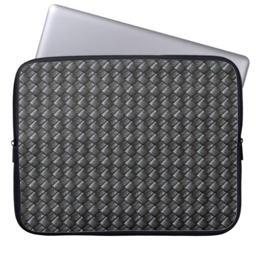 Black Woven Leather Pattern Laptop Sleeve