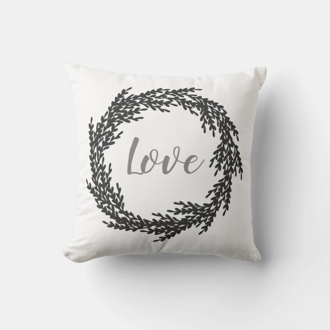 Black Wreath Throw Pillow (Front)