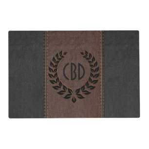 Black Wreath With Leather In Brown & Black Placemat