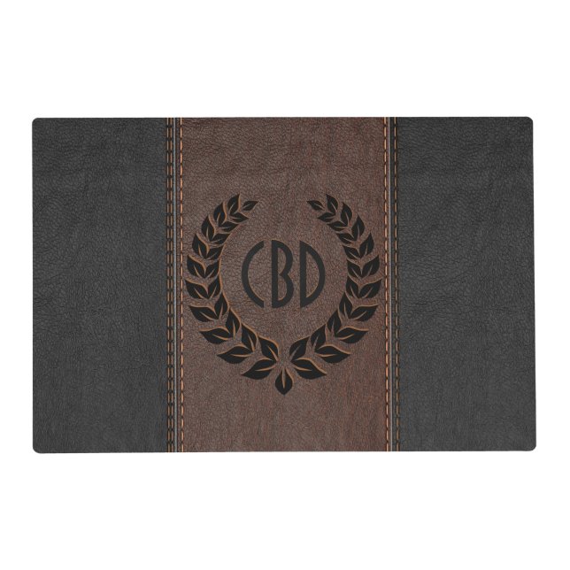 Black Wreath With Leather In Brown & Black Placemat (Front)