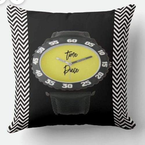 Black Wristwatch Timepiece  Throw Pillow