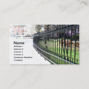 black wrought iron fence business card