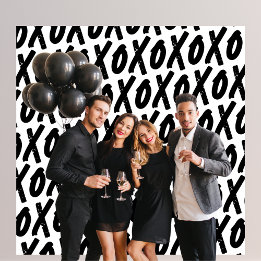 Black XO Valentines Day Party Photobooth Backdrop