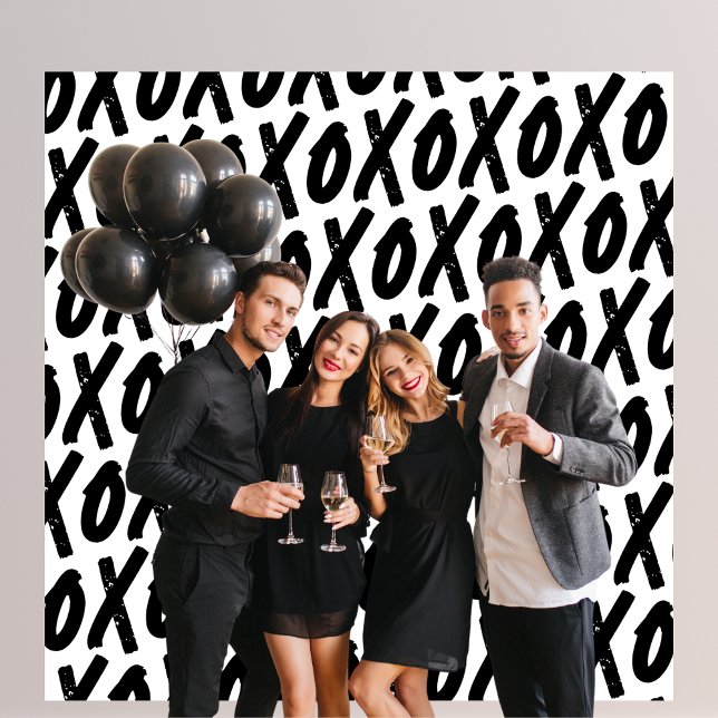 Black XO Valentines Day Party Photobooth Backdrop (Creator Uploaded)