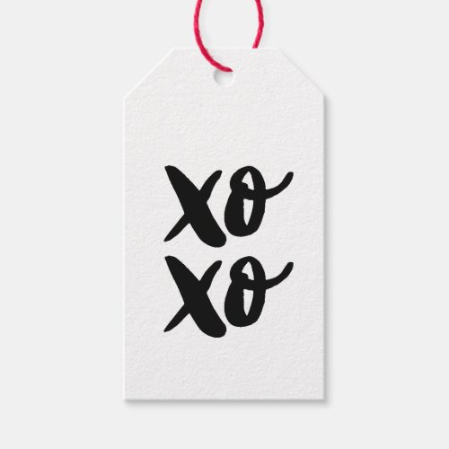 Black XO XO Valentines day Hugs and kisses Gift Tags