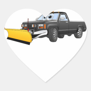 Black Y Pick Up Truck Snow Plow Cartoon Heart Sticker