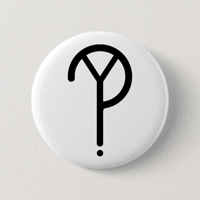 Black Y? Symbol- On White Button (Front)